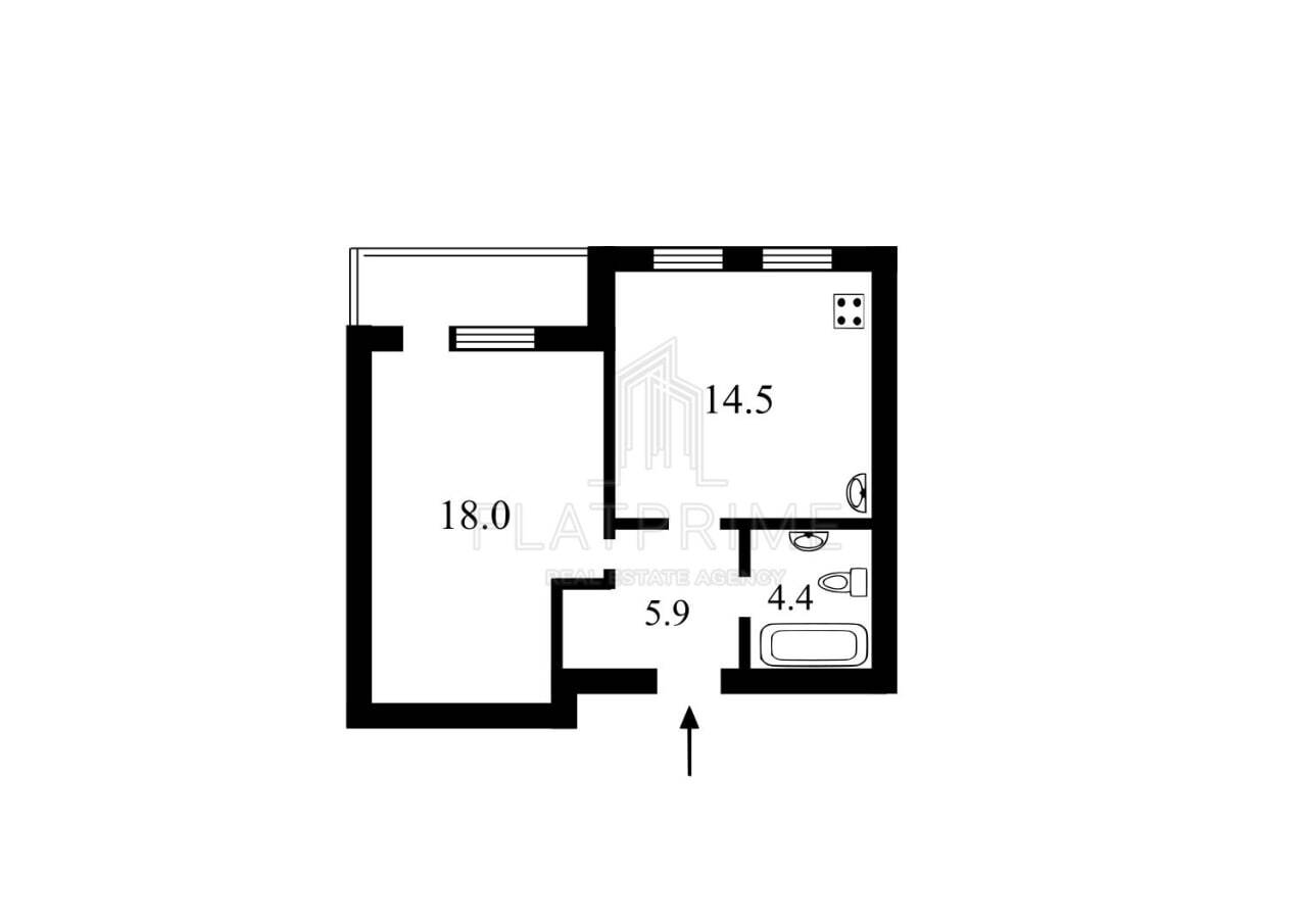 Продаж 1-кімнатної квартири 47.1 м², Перемоги просп., 65В