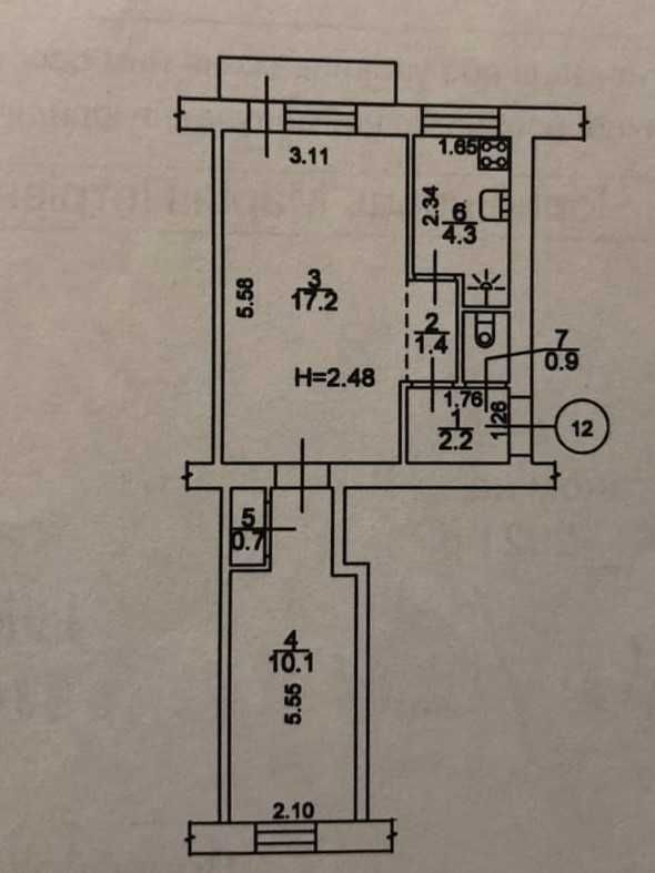 Продажа 2-комнатной квартиры 40 м²