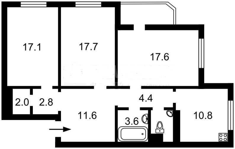 Продаж 3-кімнатної квартири 92 м²