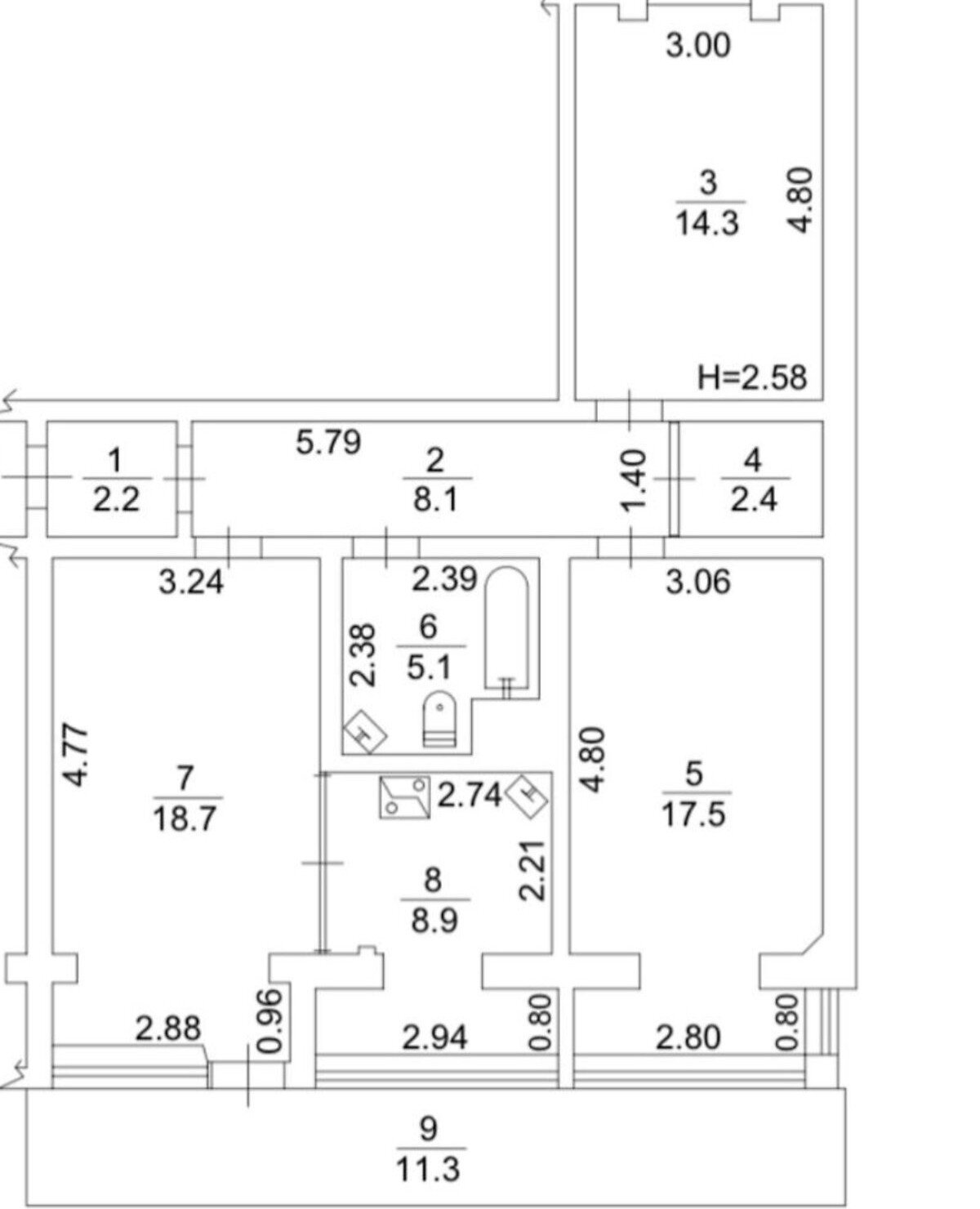 Продаж 3-кімнатної квартири 89 м²