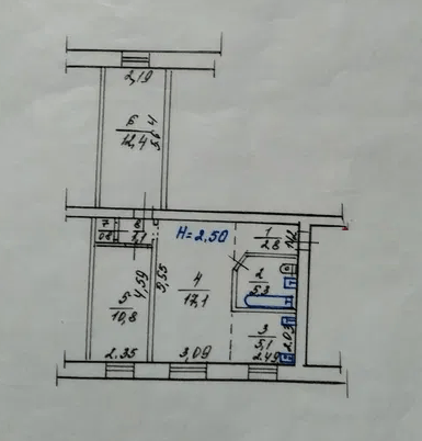 Продаж 3-кімнатної квартири 55 м²