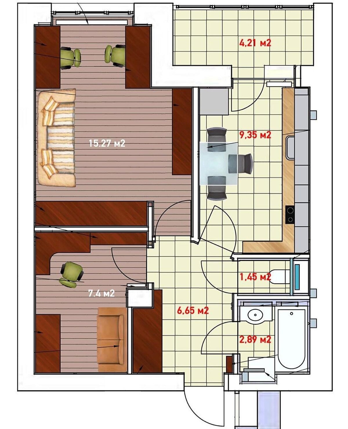 Продаж 2-кімнатної квартири 47 м²