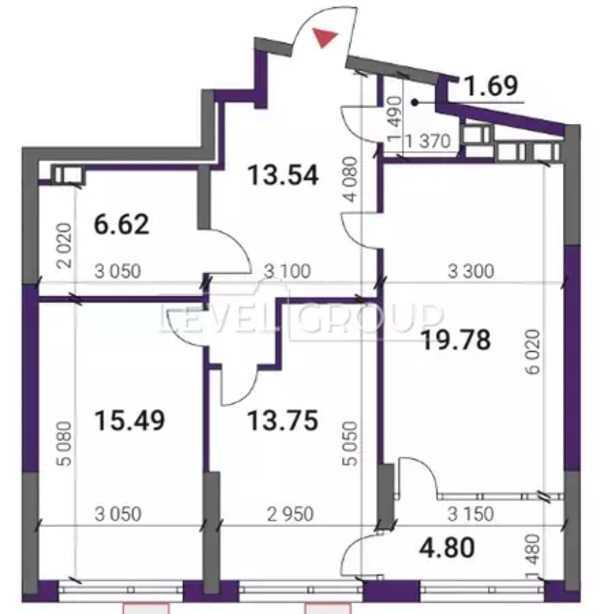 Продажа 2-комнатной квартиры 77 м², Днепровская наб., 6