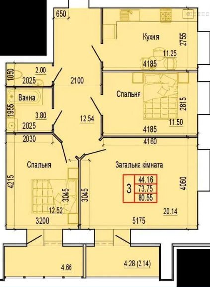 Продажа 3-комнатной квартиры 82.69 м², Харьковская ул.