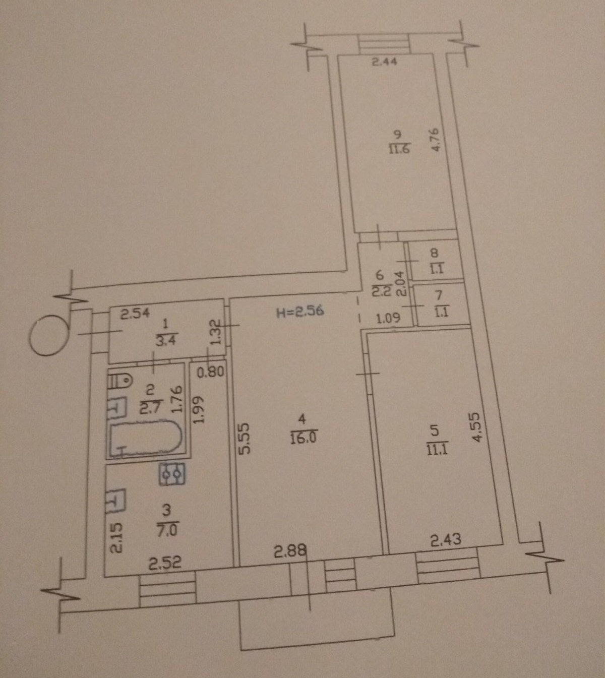 Продажа 3-комнатной квартиры 58.4 м²