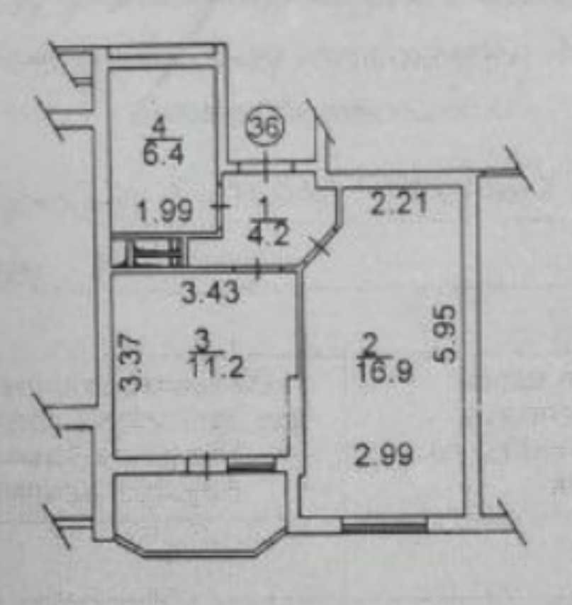 Продаж 1-кімнатної квартири 43 м²