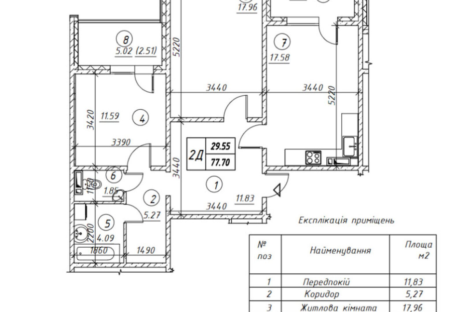 Продаж 2-кімнатної квартири 77 м²