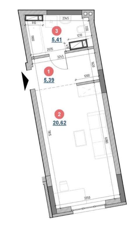 Продажа 1-комнатной квартиры 32 м²