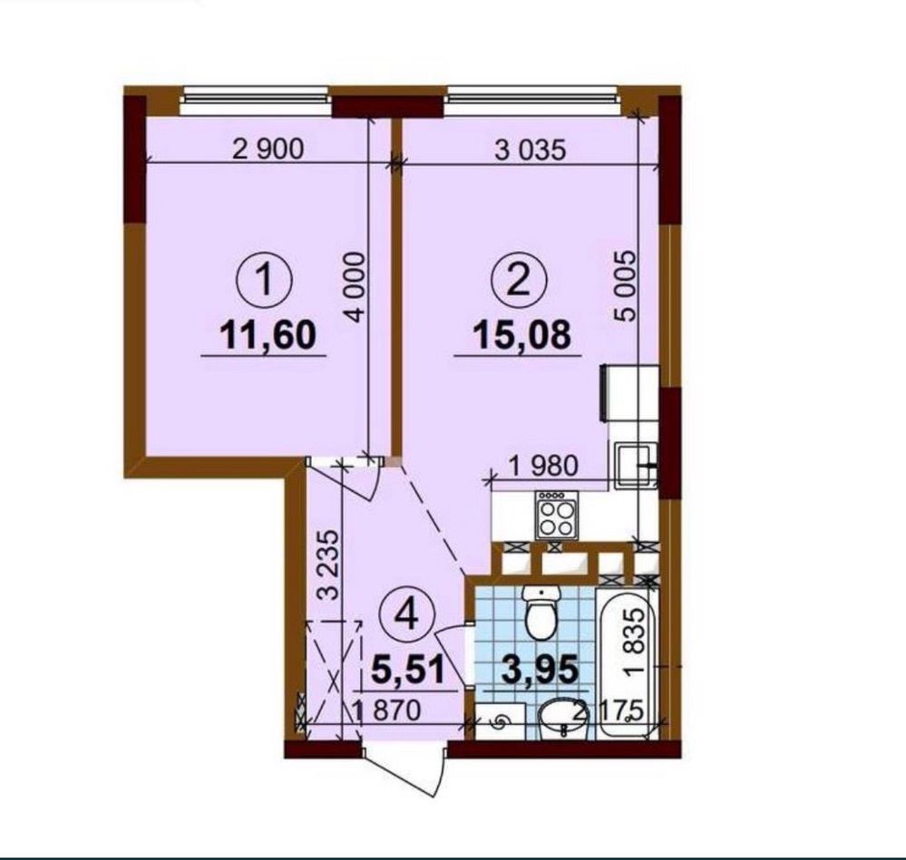 Продаж 1-кімнатної квартири 36 м²