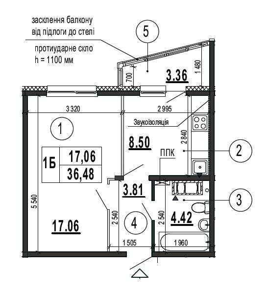 Продажа 1-комнатной квартиры 37 м²