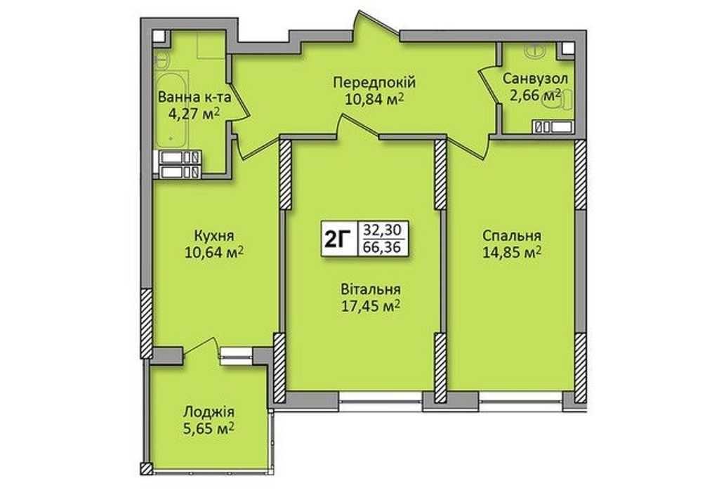 Продаж 2-кімнатної квартири 65.7 м², Юрія Кондратюка вул., 1