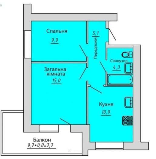 Продажа 2-комнатной квартиры 54.1 м², Киевская ул.