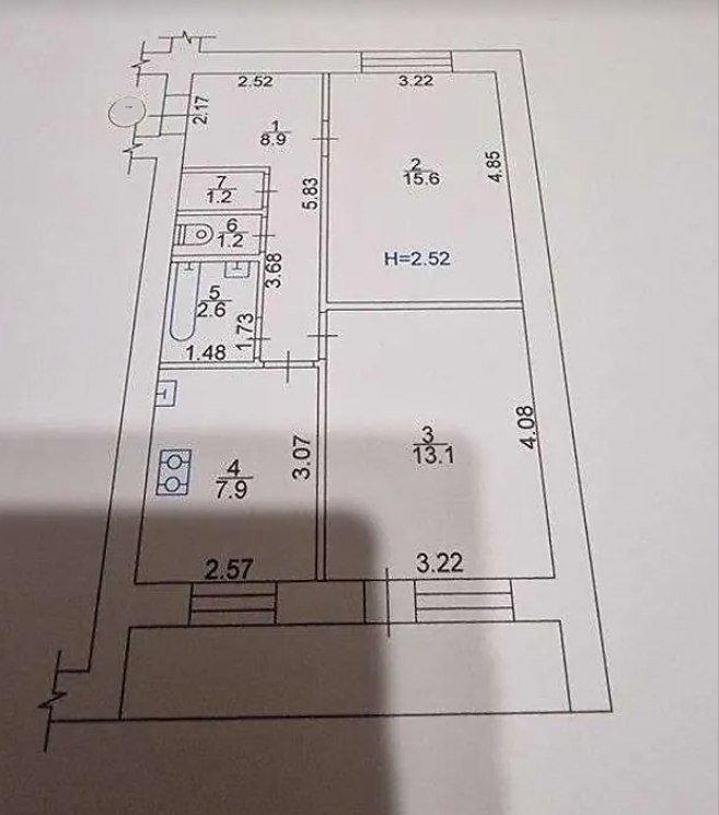 Продаж 2-кімнатної квартири 56 м²