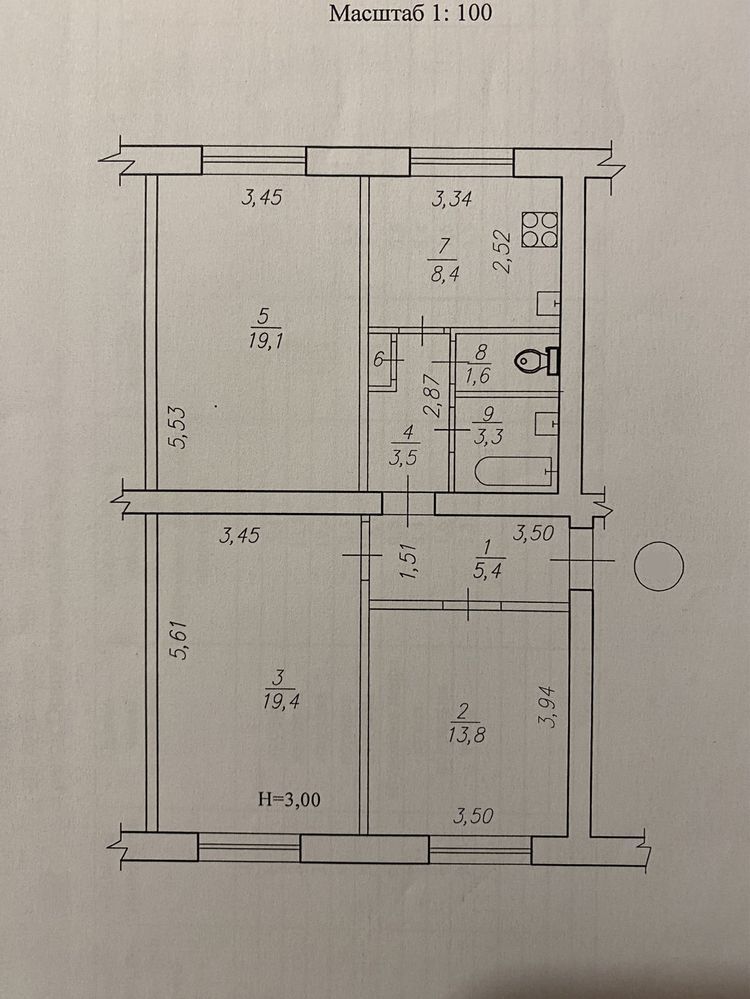 Продаж 3-кімнатної квартири 75 м²