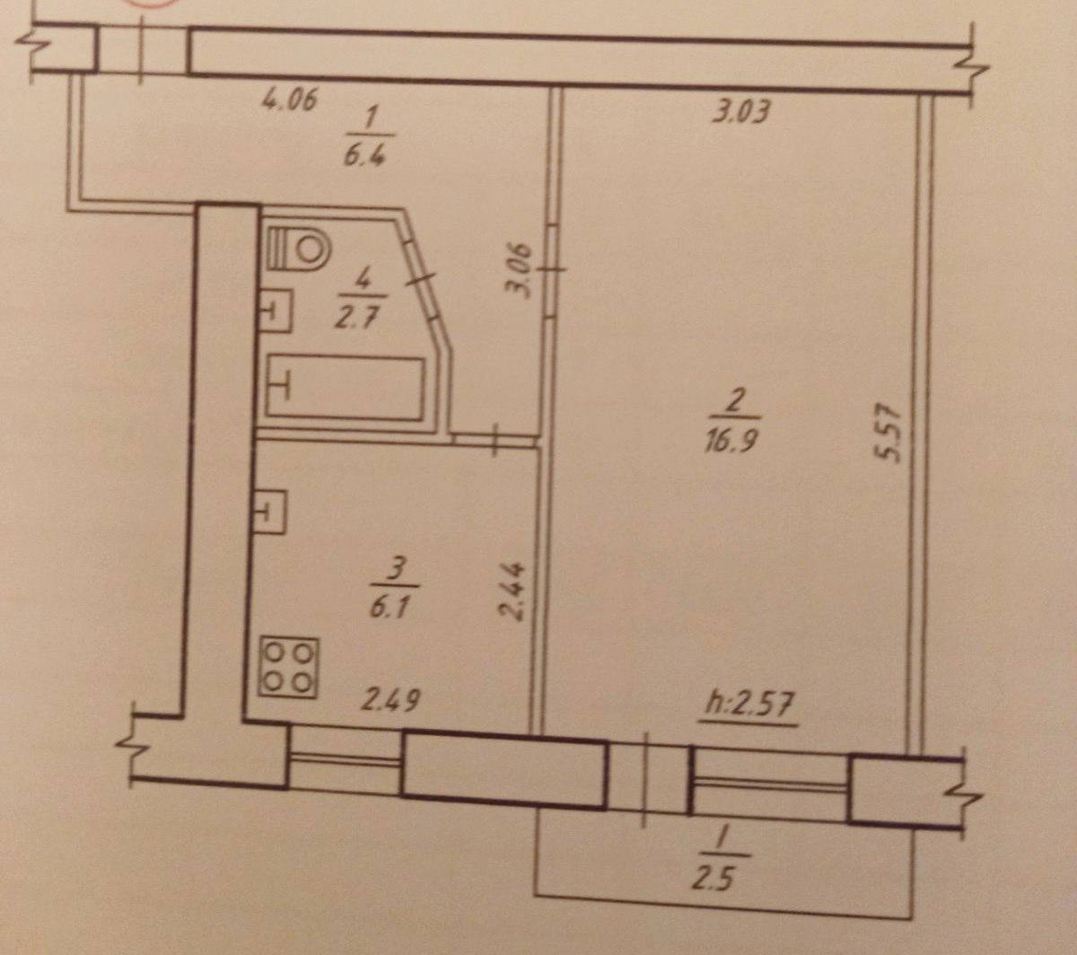 Продаж 1-кімнатної квартири 34.6 м², Металургів вул.