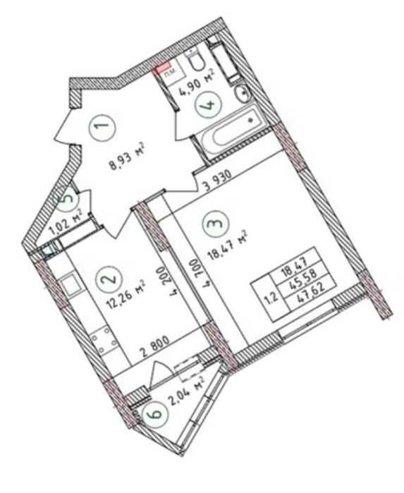 Продажа 2-комнатной квартиры 48 м²