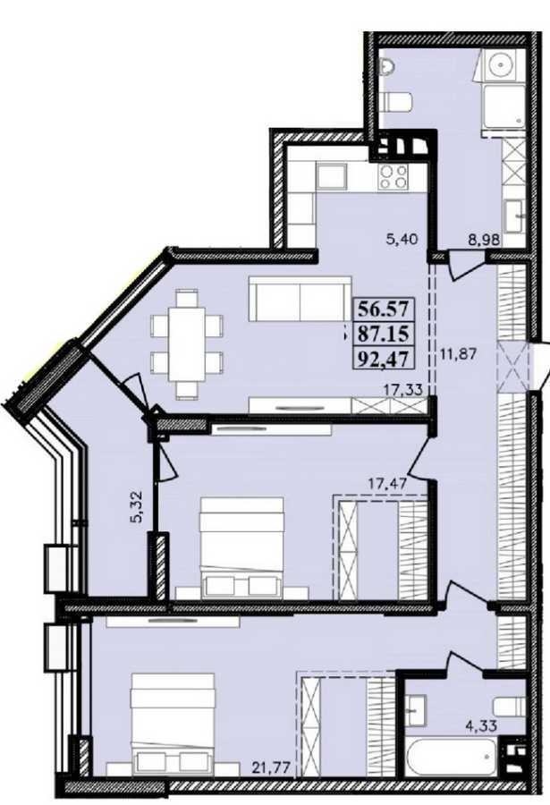 Продажа 2-комнатной квартиры 92 м², Франко Ивана ул., 40