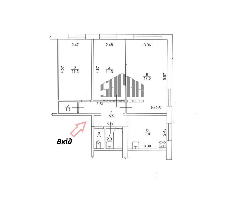 Продажа 3-комнатной квартиры 56.9 м², Леси Украинки бул., 14А