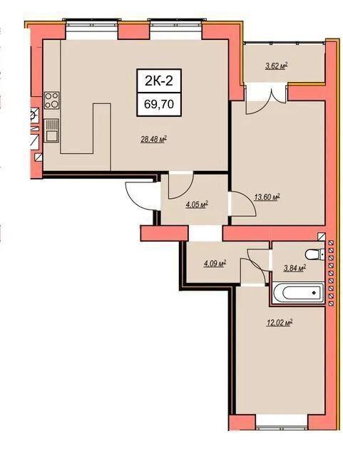 Продажа 2-комнатной квартиры 70 м², Озерная ул.