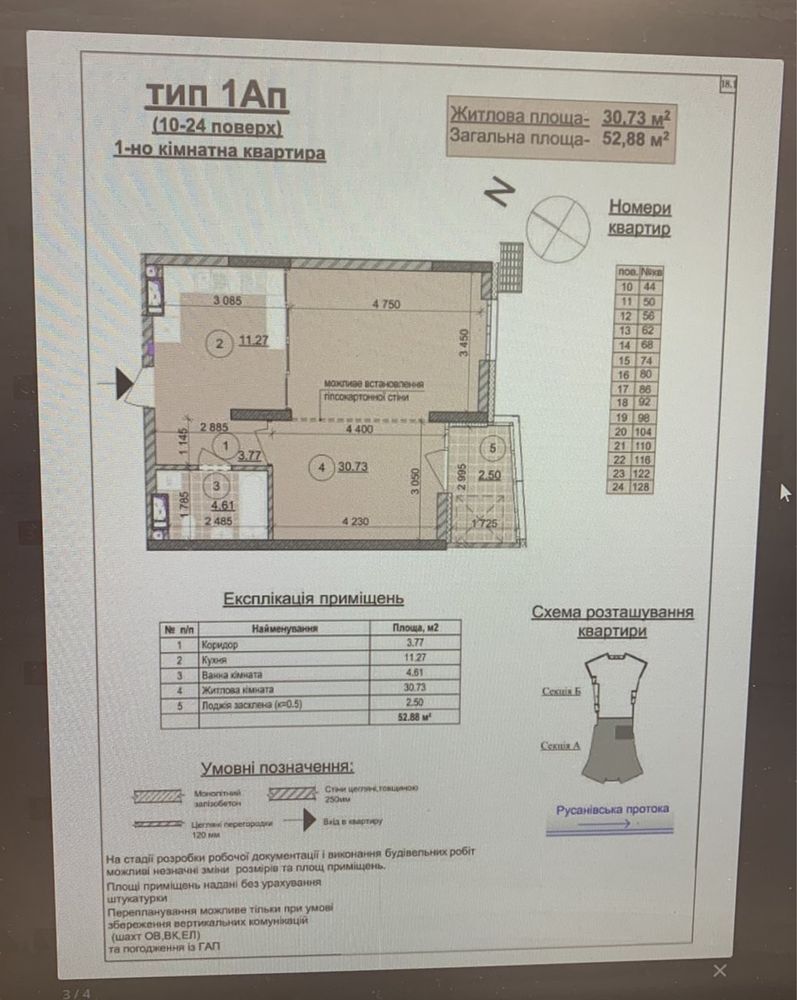 Продажа 1-комнатной квартиры 53 м²