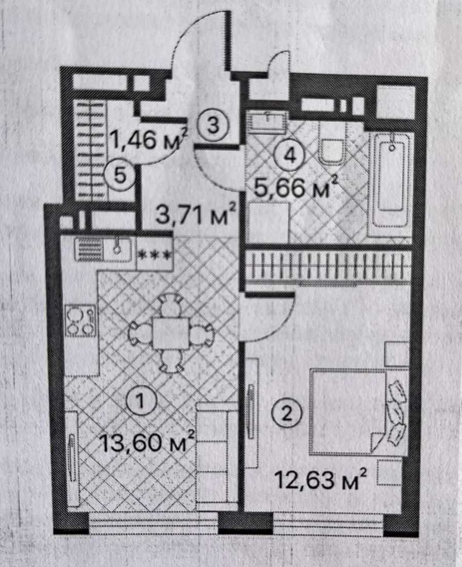 Продажа 1-комнатной квартиры 37 м²