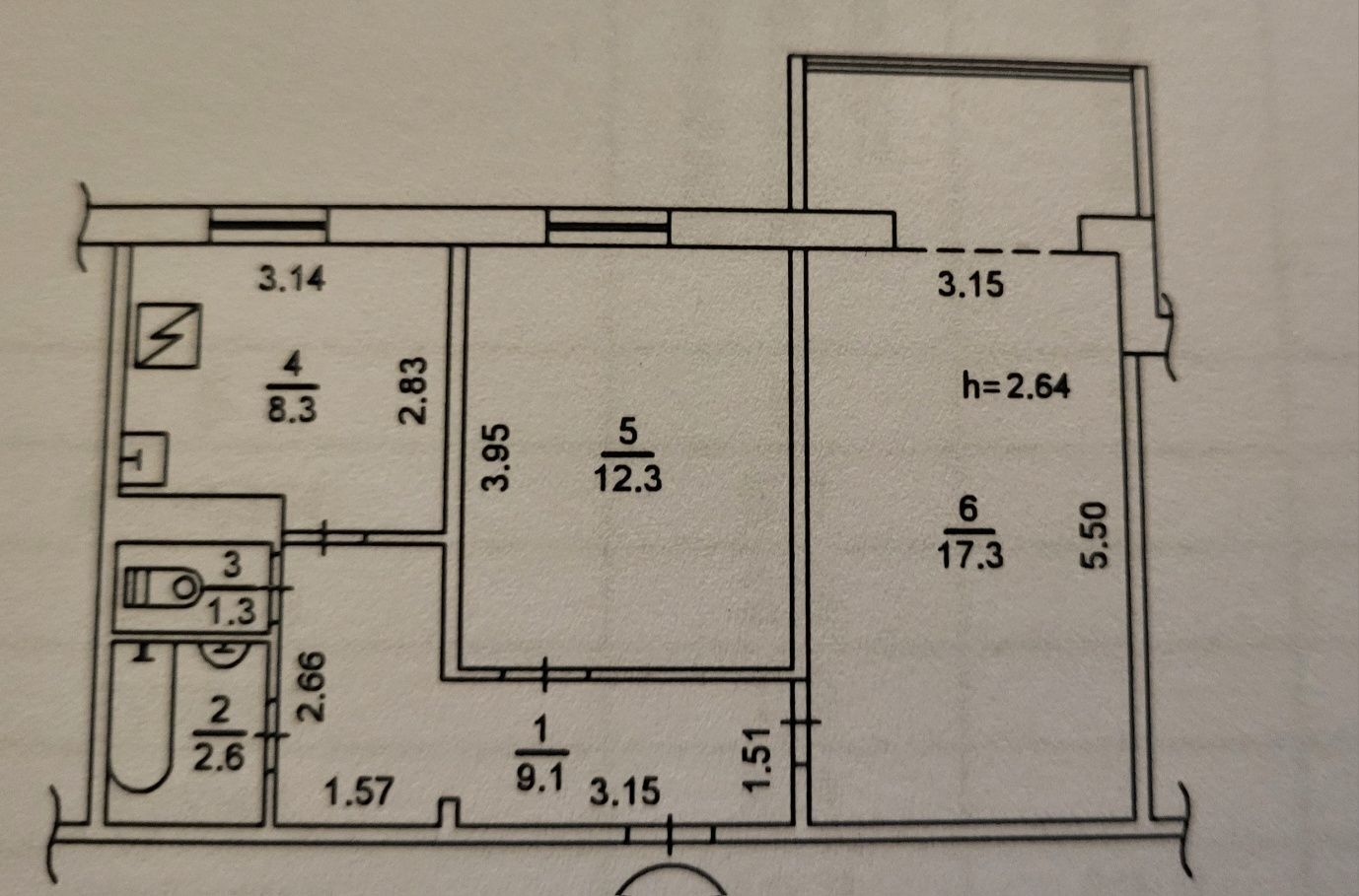 Продажа 2-комнатной квартиры 55 м²