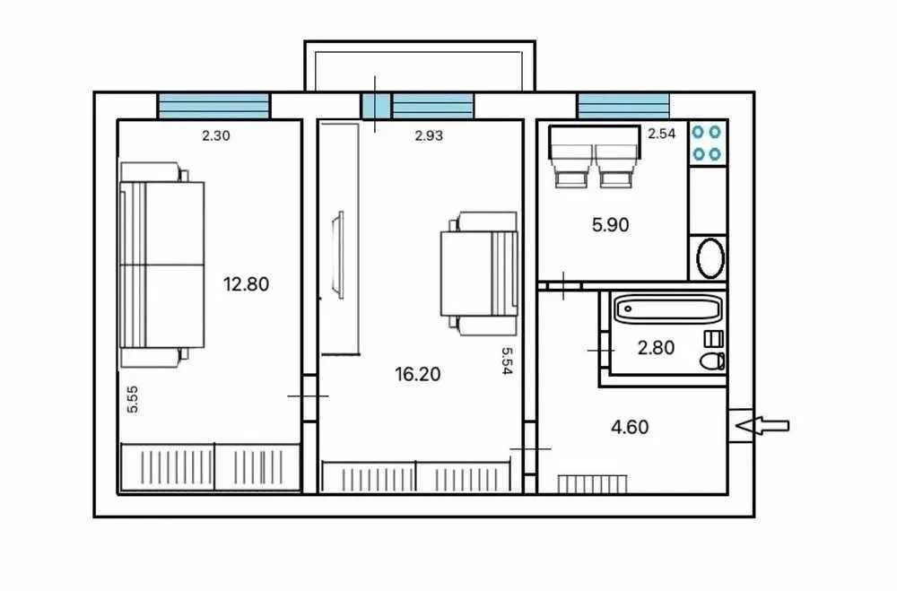 Продажа 2-комнатной квартиры 43 м², Чугуевский пер., 10