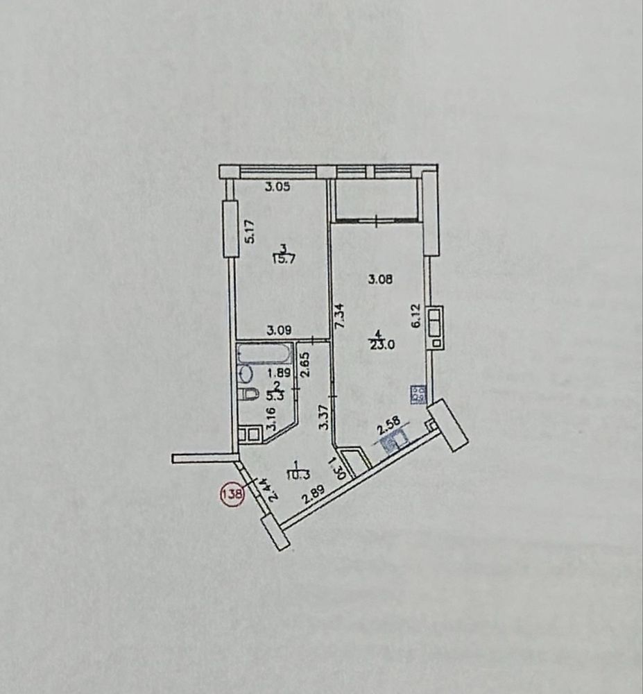 Продажа 1-комнатной квартиры 57 м²