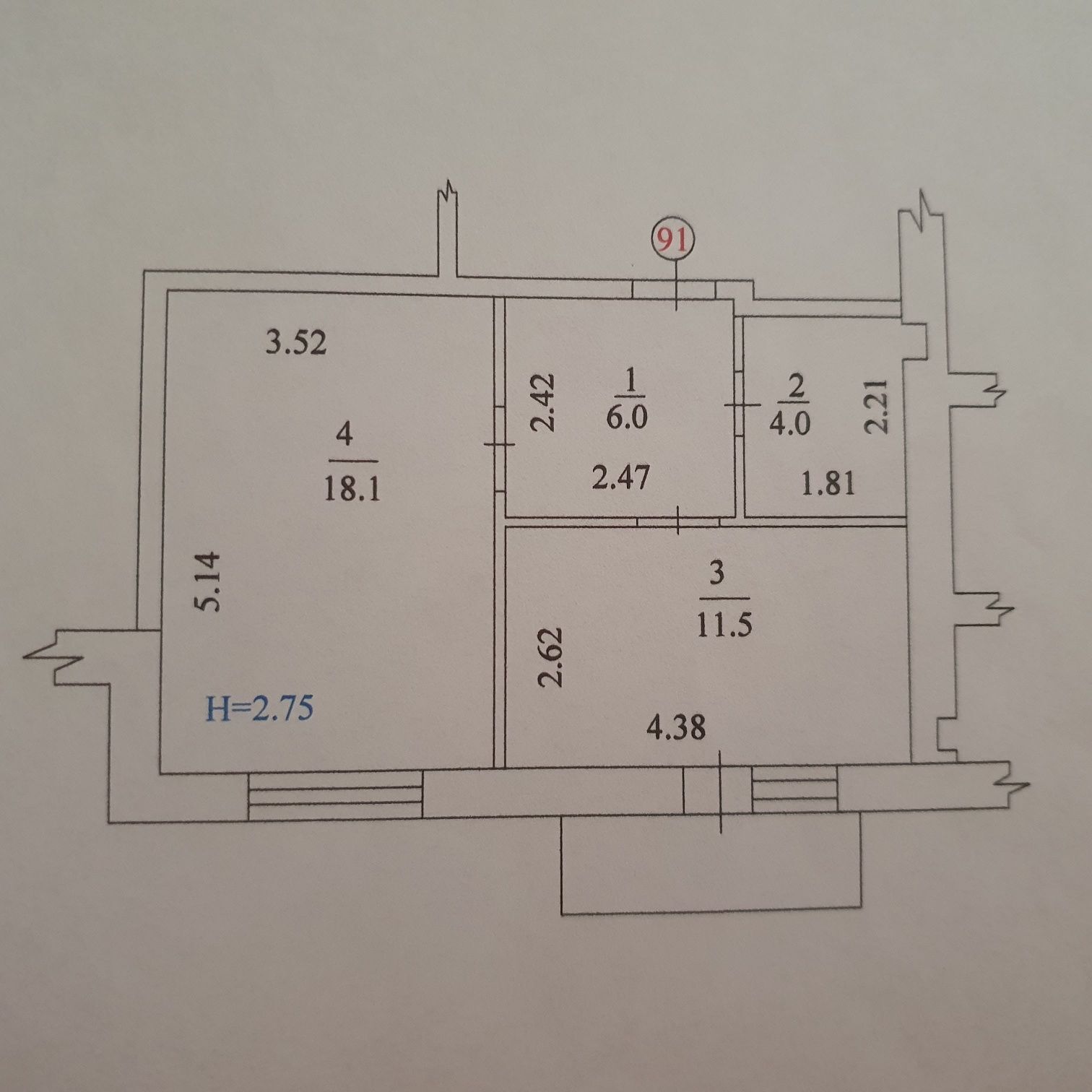 Аренда 1-комнатной квартиры 43 м²