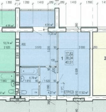 Продажа 1-комнатной квартиры 40.5 м²