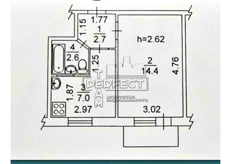 Продаж 1-кімнатної квартири 28 м², Кубанської України вул., 27