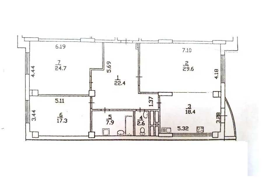 Продажа 3-комнатной квартиры 123 м²