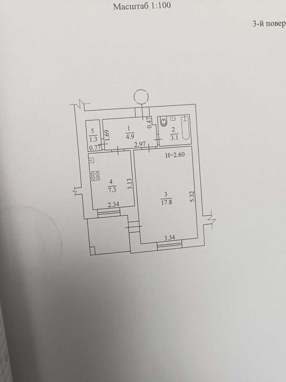 Продаж 1-кімнатної квартири 39 м²