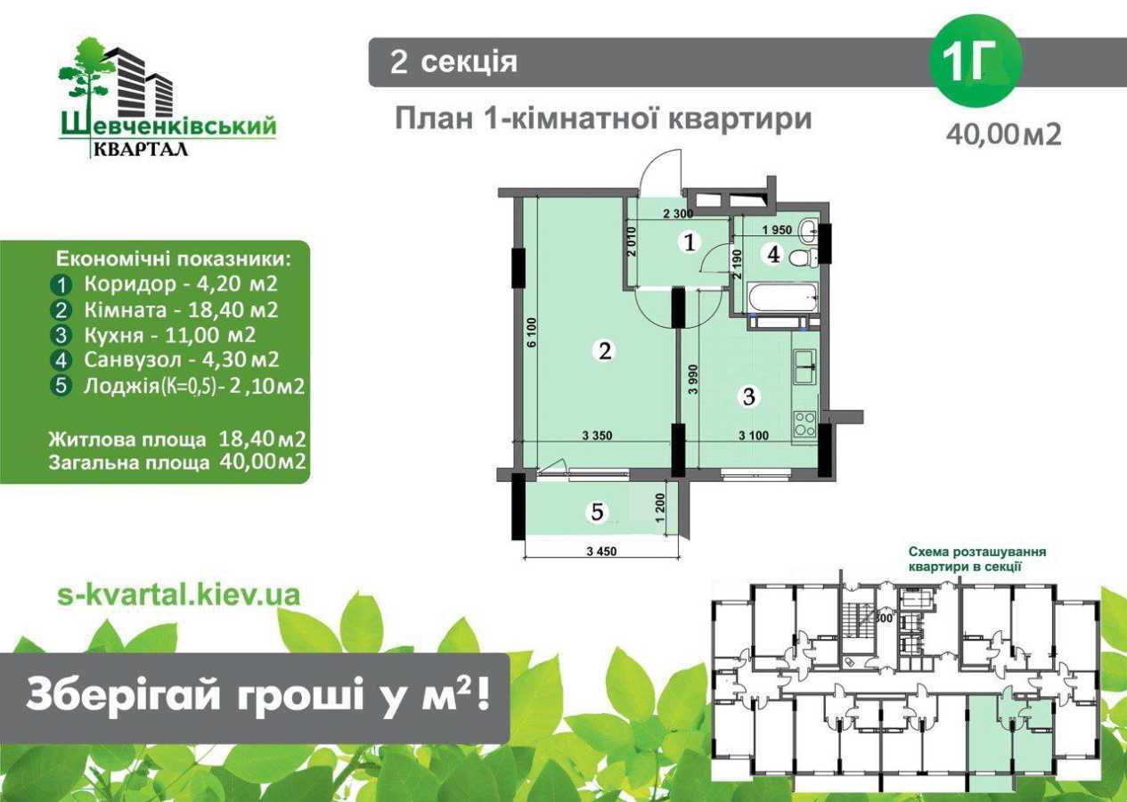 Продажа 1-комнатной квартиры 40 м², Украинская ул., 6