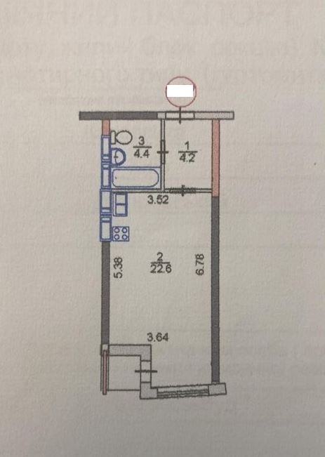 Продаж студії 32 м², Каховська вул., 62А