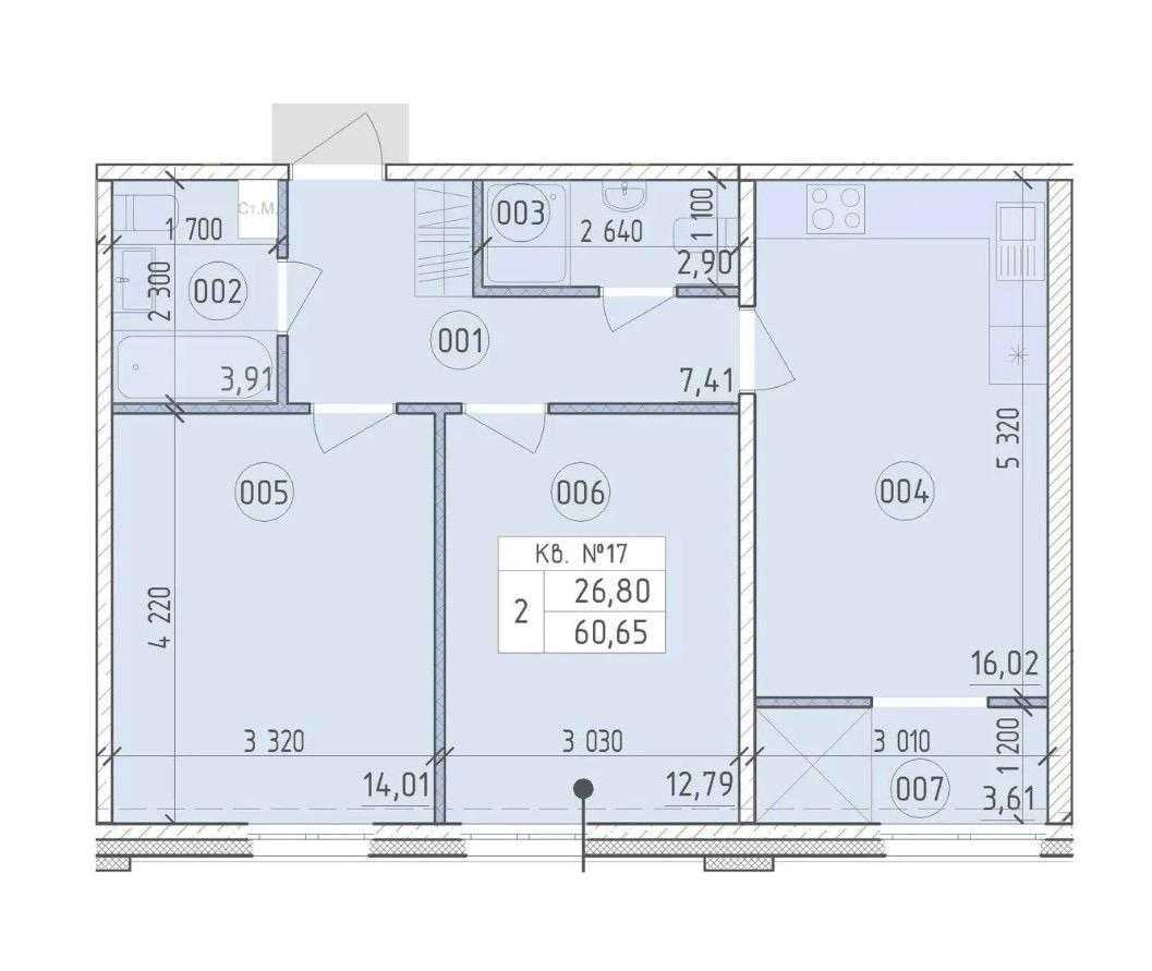 Продажа 2-комнатной квартиры 61 м², Михаила Максимовича ул., 26В