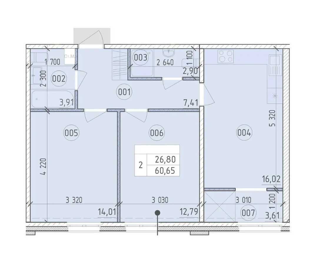 Продажа 2-комнатной квартиры 61 м², Михаила Максимовича ул., 26