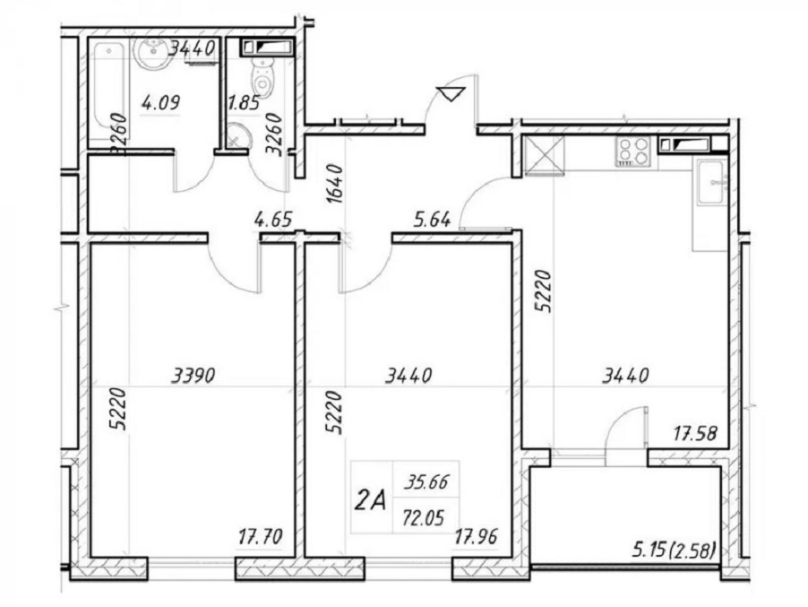 Продажа 2-комнатной квартиры 72 м², Николая Закревского ул., 43