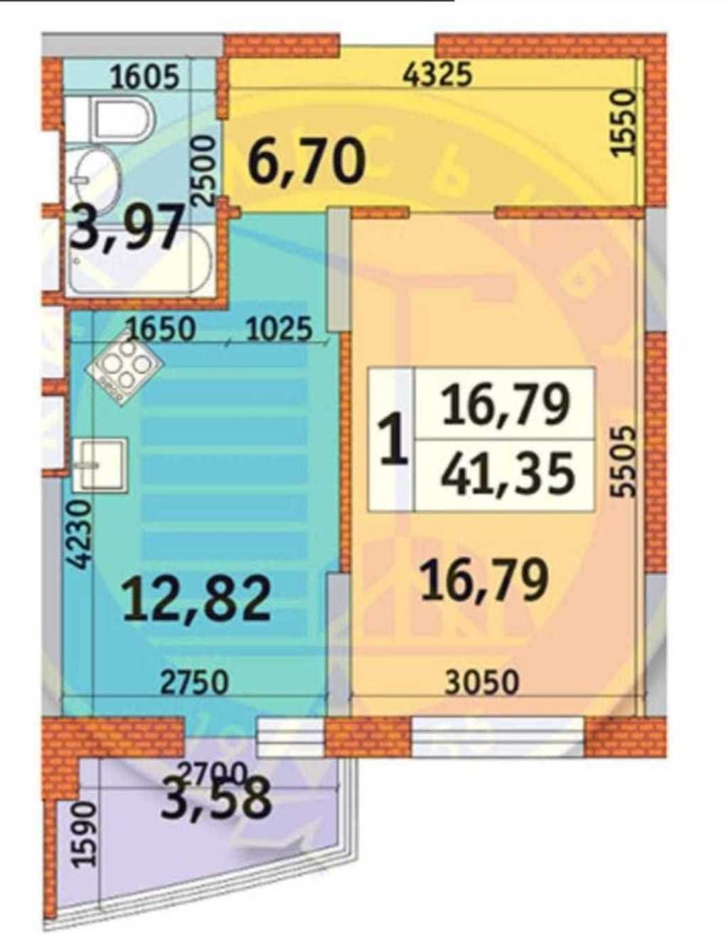 Продаж 1-кімнатної квартири 41.7 м², Кадетський Гай вул., 10