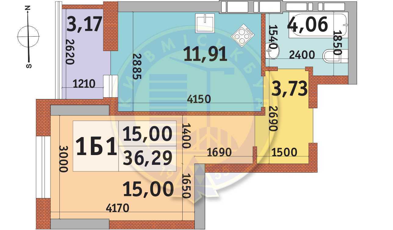 Продажа 1-комнатной квартиры 36.29 м², Жулянская ул., 1