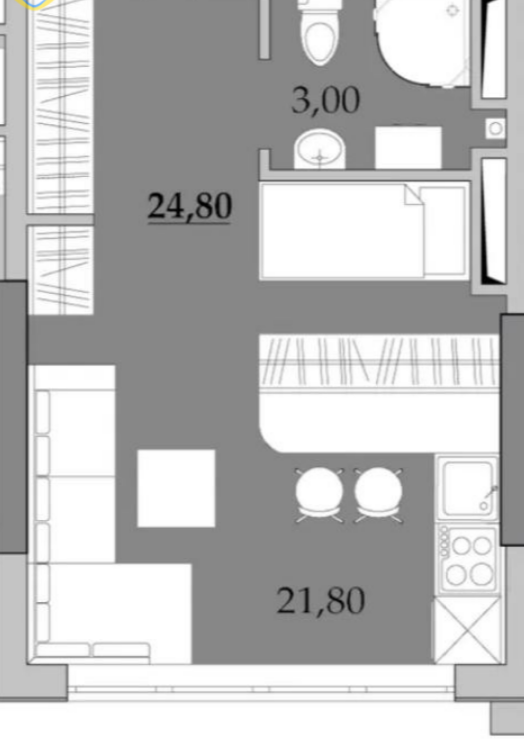 Продажа квартиры со свободной планировкой 25 м², Академика Вильямса пер.