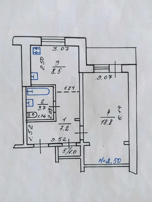 Продажа 1-комнатной квартиры 40 м²