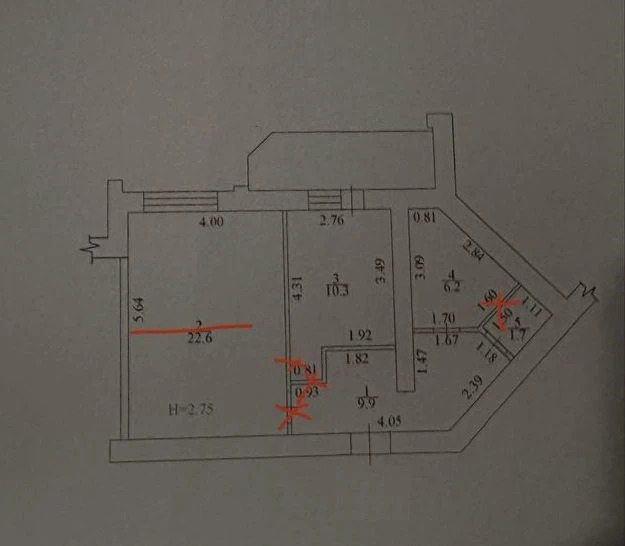 Продажа 2-комнатной квартиры 52.8 м²