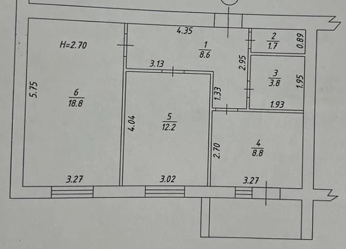 Продаж 2-кімнатної квартири 56 м²