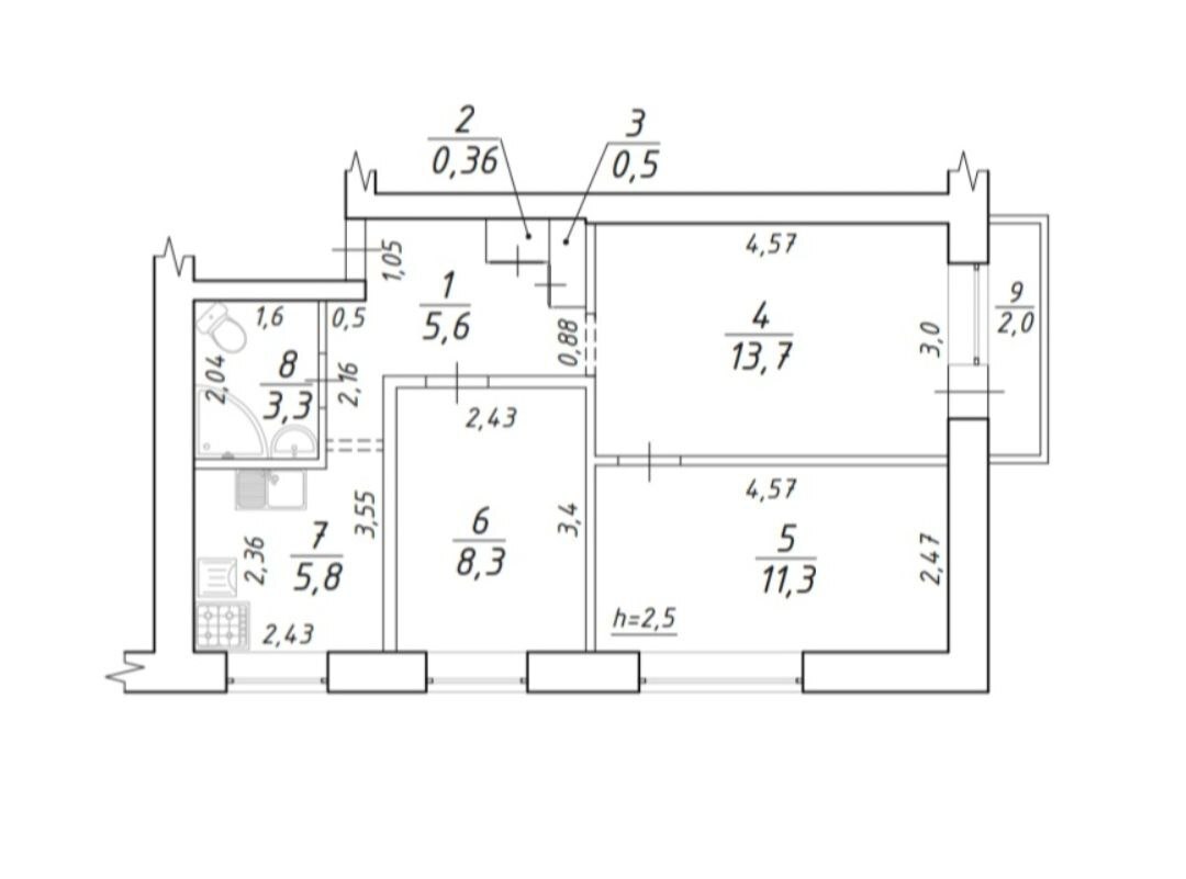 Продажа 3-комнатной квартиры 50 м², Героев Небесной Сотни ул.