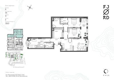 3-кімнатна 132.3 м² в ЖК Fjord від 82 600 грн/м², Київ