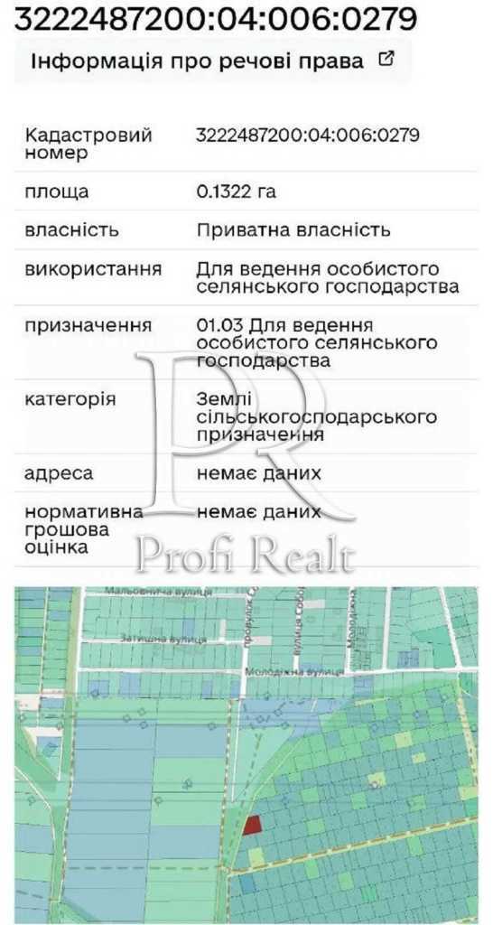 Продаж ділянки під індивідуальне житлове будівництво 13 соток, Молодіжна вул.