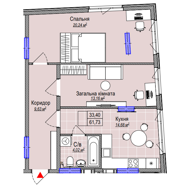 Продажа 2-комнатной квартиры 61.7 м², Каменская ул., 127