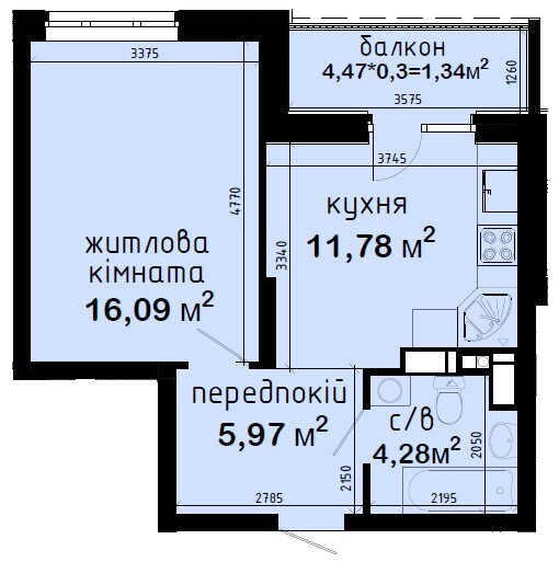 1-комнатная 39.46 м² в ЖК Авеню 42 от 48 015 грн/м², Киев