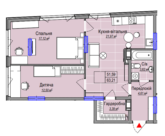 Продажа 2-комнатной квартиры 63 м², Каменская ул., 127